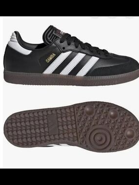 adidas Samba JR   - Black with White Stripes